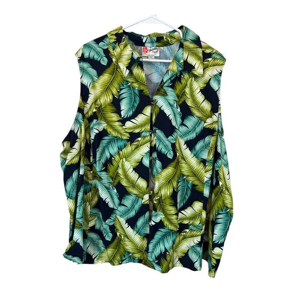 Hilo hattie Beach Boho Blouse Shirt Top Cottage Tropical Hawaiian Cruise 3X Plus - Picture 1 of 5